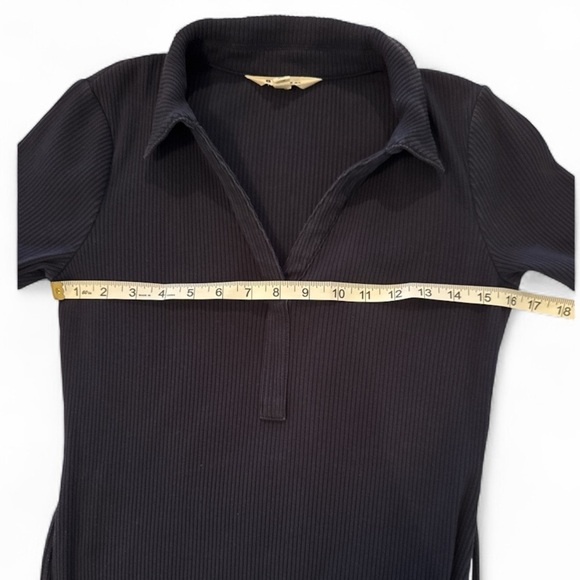 Boden Navy Ribbed Jersey Midi Shirt Dress Belted Collared Short Sleeve Sz 6 - Picture 9 of 13